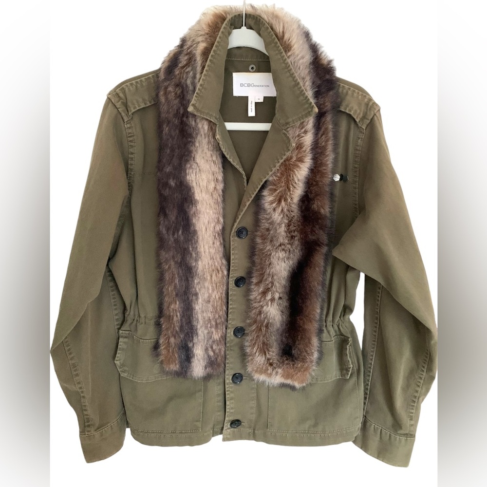 BCBGeneration Faux Fur Collar Utility Coat Size M